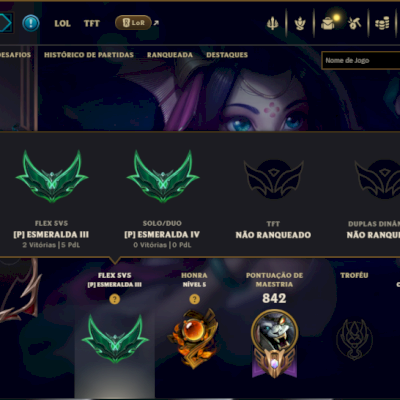 Esmeralda 4 com TODOS os Champs e 407 Skins +2 Raras +14 Vitoriosas