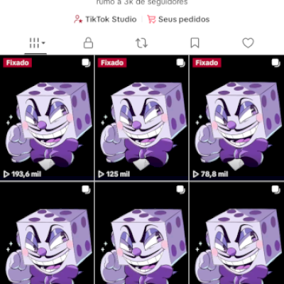Conta Tiktok com 2231 seguidores e 165,9 mil curtidas