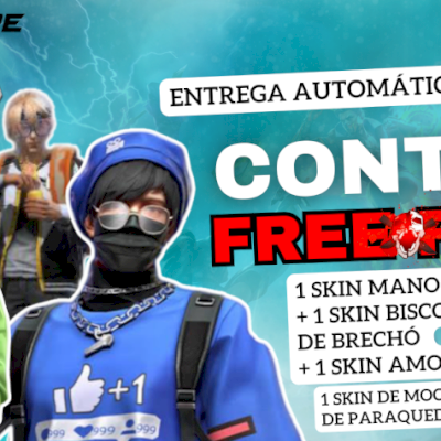 CONTA FF NIVEL 3 + 3 SKINS COMPLETAS + 1 SKIN DE GELO +1 EMOTE + 1 TROCA NICK