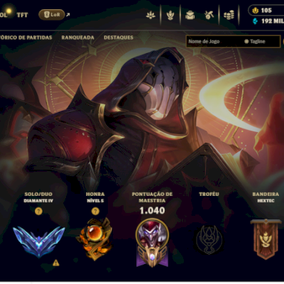 Level 1000+, 464 Skins, todos campeões, Diamante 4 conta de 2013