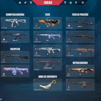 CONTA VALORANT - ELO PLAT 2 - 1 FACA - 4 VANDALS - 1 SHERIFF - 1 GHOST