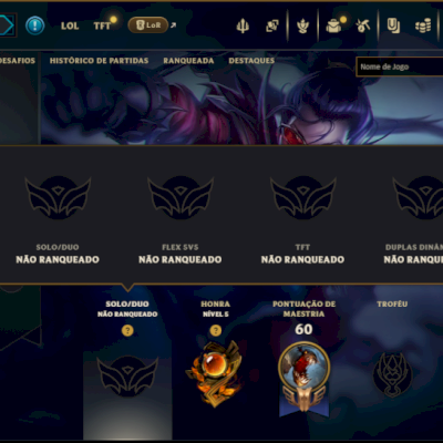 Unranked com 40 Champs e 8 Skins