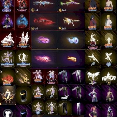 Conta prime 7, nível 65, full parceria naruto, 6 skins lendárias, 4 punhos, etc…