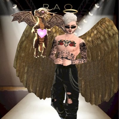 Conta de avakin com duas asas douradas