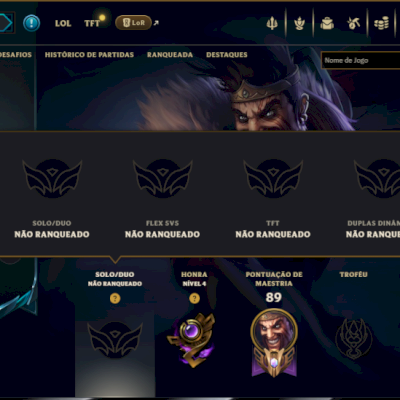 Unranked com 45 Champs e 8 Skins
