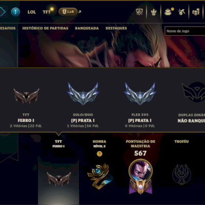 Prata 1 com 135 Champs e 77 Skins ( MID / ADC / JG )