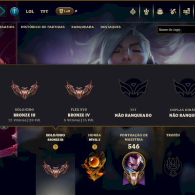 Bronze 3 com TODOS os Champs e 288 Skins +7 Prestigios ( MID / ADC )