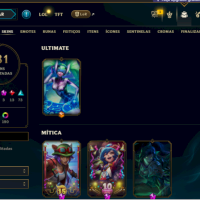 Conta LOL Esmeralda/diamante - Coleção Completa de Campeões e Diversas Skins