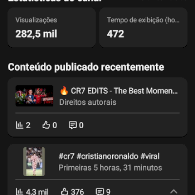 CANAL CR7 EDITS | 9k SUBS | 280k VIEWS/MÊS | ENGANJAMENTO EXPLOSIVO 🚀