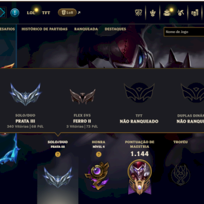 Prata 3 com TODOS os Champs e 175 Skins+1 Rara ( Nivel 798 ) (Mais de 700 Jogos)