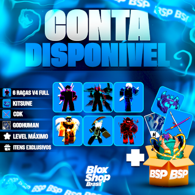 CONTA BLOX FRUITS > 🤖🦈🐰🙎‍♂️😇👨‍🎤6 RAÇAS V4 FULL + 🦊KITSUNE + ⚔️CDK