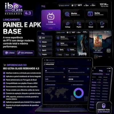 IBO Ultra Glass Rebrands 4.3 6 Temas Lançamento Painel e Apk Base