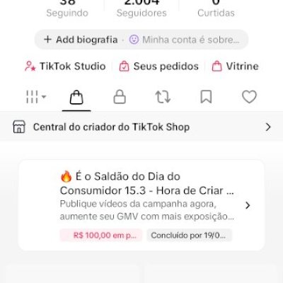 Conta tiktok shop