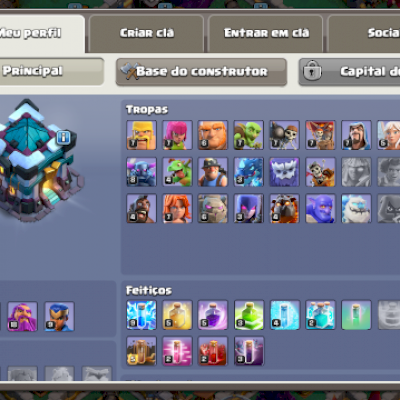 Coc cv13 cheia de itens mágicos e várias estruturas full, muitas gemas, etc.