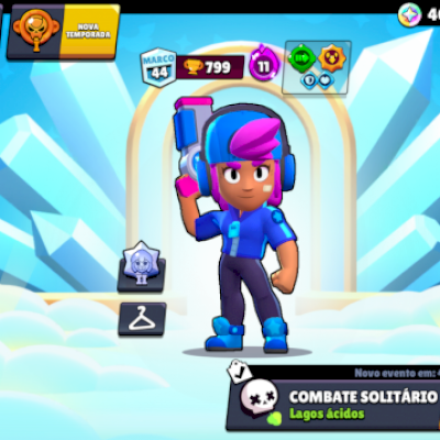 Conta criada no lançamento do jogo com skin Shelly estrelar e 7 skins lendarias