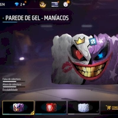 Conta FF MAX com Jujutsu Kaisen + Paredes de Gel Raras