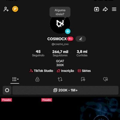 Conta do tik Tok com 266 mil seguidores