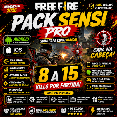 PACK SENSI QUASE HACK IOS E ANDROID, FACA DE 8 A 15 KILLS POR PARTIDAS