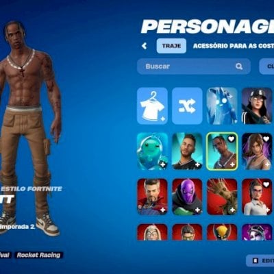 CONTA FORTNITE COM TRAVIS SCOTT + PASSE MARVEL