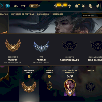 Ouro 4 com TODOS os Champs e 212 Skins ( TOP / MID / ADC ) - ( Nivel 539 )