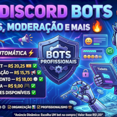 DISCORD BOTS 🤖 | TICKETS, MODERAÇÃO, DIVULGAÇÃO E MAIS 🔥 ENTREGA AUTOMÁTICA ⚡