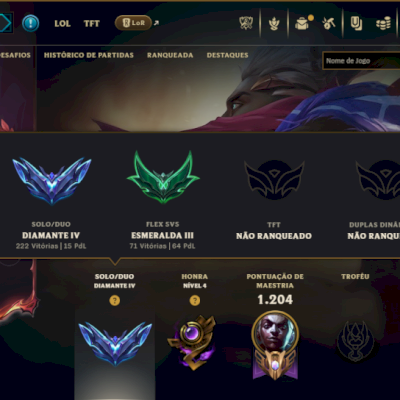 Diamante 4 com TODOS os Champs e 271 Skins ( MID / JG ) ( Nivel 918 )