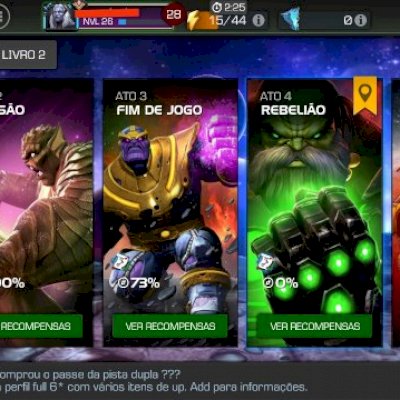 CONTA MARVEL TORNEIO DOS CAMPEÕES MUITO BOA, EXPLORAÇÃO BEM AVANÇADA,EU NEGOCIO