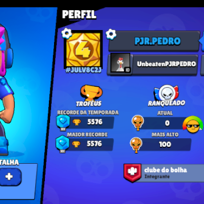 CONTA RARA COM SHELLY ESTRELAR BULL REI BÁRBARO 5.5k de trofeu