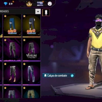 CONTINHA DE FREE FIRE COM UMP ROXA E 270 PEITORAL COM INTES E SKINS RARAS!!