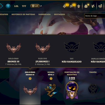 Bronze 3 com 65 Champs e 17 Skins