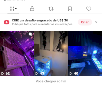 M conta TikTok + 62 mil seguidores