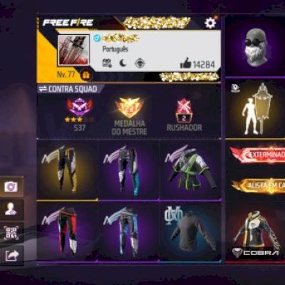 CONTA DE FREE FIRE GEMADA MASCULINA E FEMININA COM ANGELICAL LEVEL 77