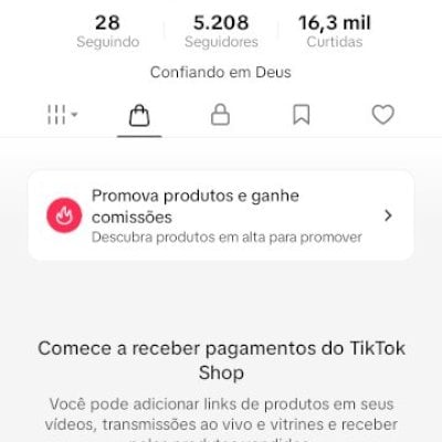 CONTA DO TIKTOK COM SHOP ATIVO +5,2K SEGUIDORES +16,3K CURTIDA(ENGAJAMENTO REAL)
