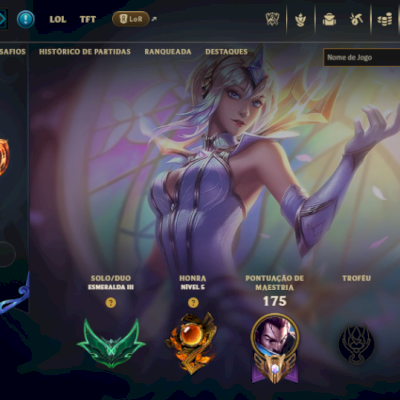 CONTA LEGUE OF LEGENDS, lux elementalista, elo : esmeralda