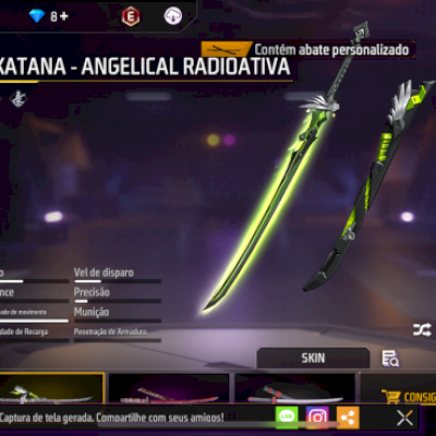 Conta pra sair rápido, com punho acorrentado e katana angelical