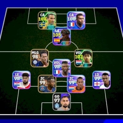 Conta efootball com Ibrahimovic 109 e Yamal 106