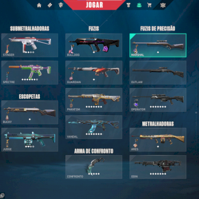 conta de valorant com varias skins