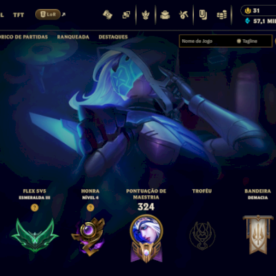 Conta Emerald 3 + 93 skins [1 mítica + 23 lendárias + 35 épicas + 30 legados]