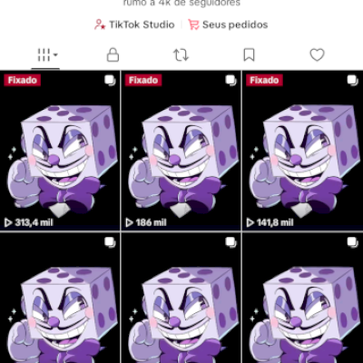 Conta Tiktok com 3687 seguidores e 294,4 mil curtidas