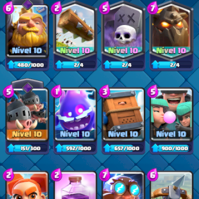Conta com 5500 troféu e 3 evuluçao e 2 herói e 1200 gema mini pekka e mosquteira
