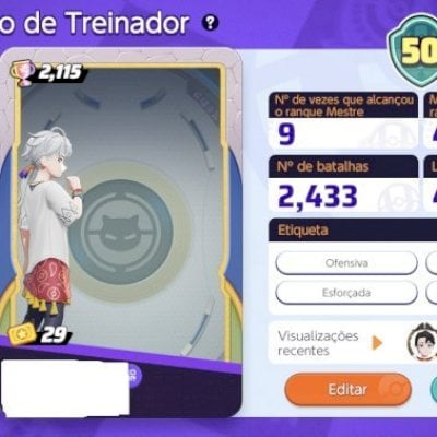 CONTA POKÉMON UNITE AVANÇADA LVL 50 + 41 LICENÇAS + SKINS + EMBLEMAS + OUTROS