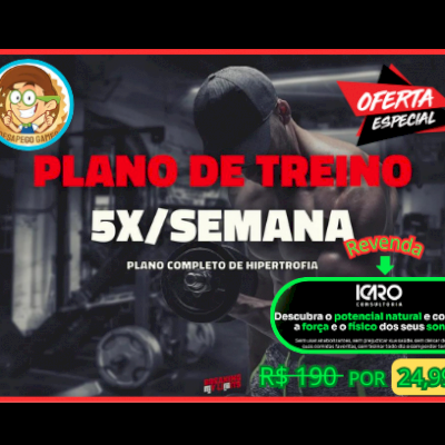 Treino de Hipertrofia 5x na semana! Promoção imperdível - entrega Automatica!