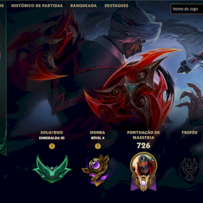 Conta Esmeralda 3, Todos os campeões, 246 Skins, Nível: 569