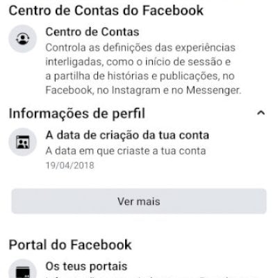 Conta do Facebook antiga 2018