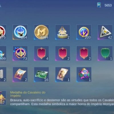 Conta desde 2016, Nvl Celestial 119, Todos Heróis, 229 Skins e 700k de gold