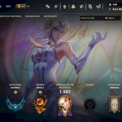 Conta com 484 skin/54 lendarias/últimate e todas skins da lux,com borda e icones