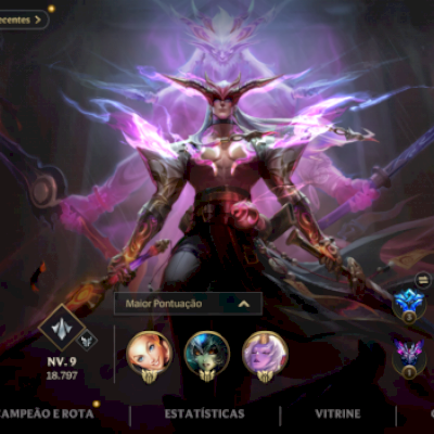 234 skins, 123 Champs, 80k de cisco azul, atual mestre III, SKINS ILIMITADAS