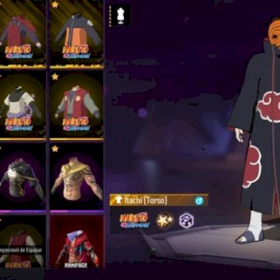 CONTA COM VARIAS SKINS DA PARCERIA COM NARUTO, BARBINHA PUNHO