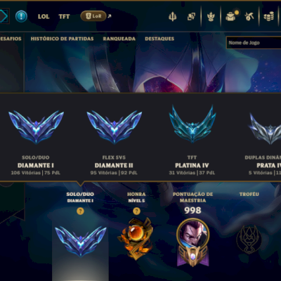 Diamante 1 com TODOS os Champs e 234 Skins ( MID / JG / ADC ) - ( Nivel 786 )