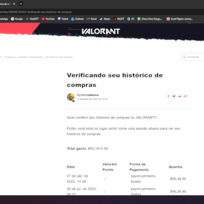 CONTA Valorant - 4 FACAS 7 VANDALS 4 PHANTOMS 1 OP 1 SHERIF